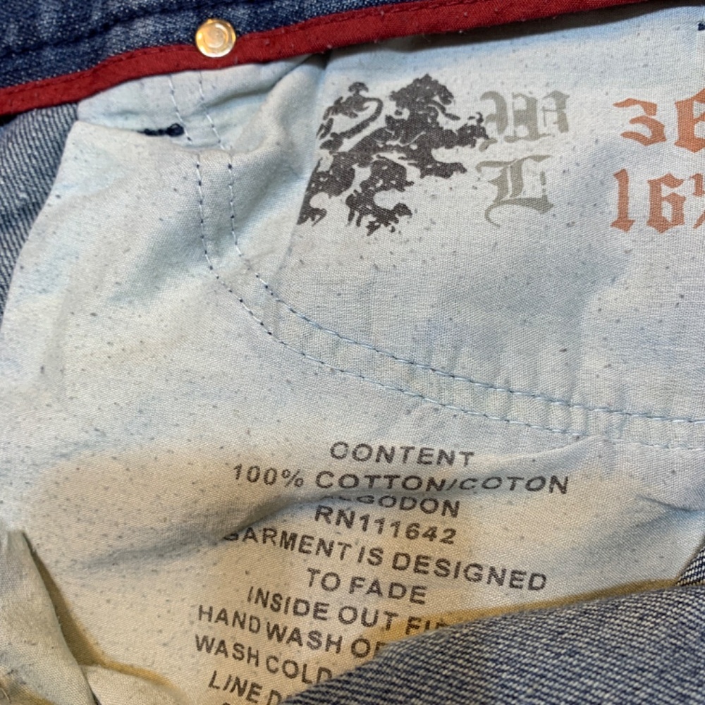 COOGI Jeans Mens Waist 36 Length 16.5 Blue Crest Pocket Hip Hop Y2K - Picture 15 of 15